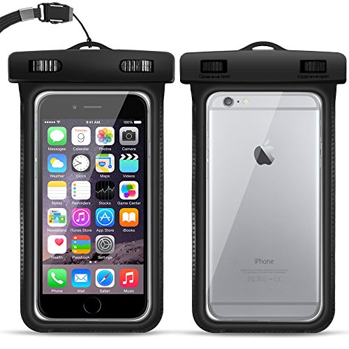 Waterproof Case, iRainy Phone Case Dry Bag for iPhone 6 6s Plus Samsung Galaxy S7 S6 Note 5 4 W Touchscreen Transparent (Black)