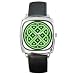 Square Metal Watch of Green Medevil Celtic Knot (Irish Jewelry, Pendant, Ring, Necklace)