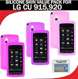 Silicone Skin 3 pc. Value Pack for your LG VU 920 (Purple, Light Pink, Hot Pink) Bonus DBRoth Microfiber Cleaning Cloth Included