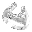 Sterling Silver Men's Ring - Clear CZ - 4mm Band Width - 17mm Face Height - Sizes: 9-15