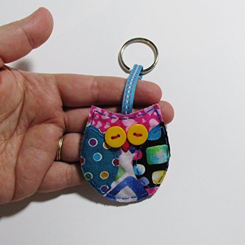 Owl Keychain, Owl Key Ring, Fabric Keychain, Scrap Fabric Accessory, Owl Accessory