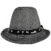 51RBZJeUShL. AA75  STUDDED BLACK WHITE STINGY BRIM FEDORA HAT PATENT TRIM