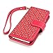 iPhone 6S Case, Terrapin [Red] [Etched Floral Pattern] Textured PU Leather Wallet Case with Card Slots ID Window Cash Compartment and Detachable Wrist Strap Case for iPhone 6 / 6S - Red