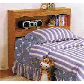 New Twin Size Wooden Bookcase Headboard Bed by Cross