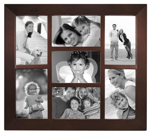 Best Price Malden 2009-70 Berkeley 4 by 6 Beveled Wood Edge 7 Opening Collage Frames, Walnut