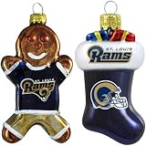 NFL St. Louis Rams Blown Glass Gingerbread Man & Stocking Ornament 2-Pack
