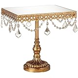 Elisa Square Mirror Top Antique Gold Cake Stand