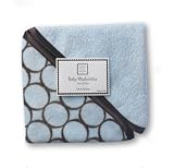 SwaddleDesigns Terry Velour Baby Washcloth Set - Pastel Blue with Brown Mod Circles