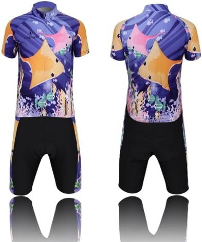 Spos Child's Cartoon Sea Sport Suit Cycling Gel Padded Jersey Set L