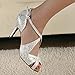 Minishion QJ6126 Womens Peep Toe High Heel Satin Floral Salsa Tango Ballroom Latin Ankle Wrap Dance Sandals