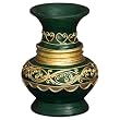 Handmade Forest Green Lacquer Vase With Handcrafted Gold Trim (Thailand)
