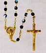 15" Gold Plated Rosary with 4mm Black Beads - MADE IN ITALY