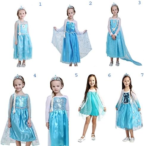 HYS Fashion Girls Snow Queen Elsa Costume Snow Princess Dresses (US-3T/3, Elsa-7)