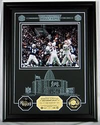 Johnny Unitas HOF Archival Etched Glass Photomint - Plaque