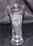 Fireman Firefighter EMT Maltese Cross Pilsner Beer Glass 12 oz.