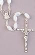 Wedding Rosary - 8mm Tear Shaped Simulated Mother-Of-Pearl Beads - 23" Silver Plated, Solder Link Chain - IMPORTED FROM ITALY - Boxed