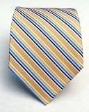 100% Silk Woven Gold and Blue Striped Tie
