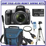 Sony Alpha DSLRA500L 12.3MP Digital SLR Camera w/ Sony 18-55mm f/3.5-5.6 SAM DT Lens + Pro Series Tripod + Monopod + Willoughbys 4GB PRO DUO Starter Pack