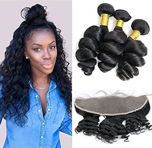 Coco's Hair® Loose Wave Lace Frontal Closure with 3 Bundles Hair Weave Virgin Brazilian Hair 4Pcs/lot Remy Human Hair Natural Color(20