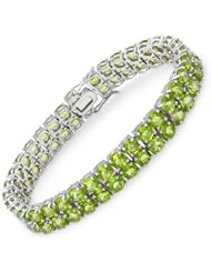 Sterling Silver 35 CTW Peridot Tennis Ladies Bracelet. Length 7.5 in. Total Item weight 30.4 g.