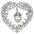 Vintage Crystal Heart Pearl Drop Silver Tone Brooch Pin