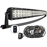 MICTUNING 42" Curved 240W CREE LED Light Bar Combo 17000lm Off Road w/ laser blue rocker Switch Wiring Harness