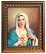 Immaculate Heart of Mary in Wood Frame with Golden Trim, 11.25" x 13.25" - MADE IN ITALY