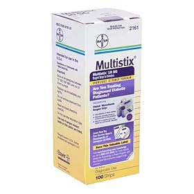 Multistix 10 S G Reagent Strips for Urinalysis, Tests for 10 separate reagents in Urine, 100