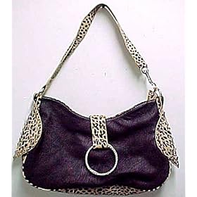 Purple Leopard Print Rhinestone Handbag Purse Western