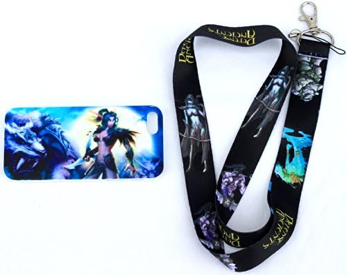 World of Warcraft iPhone 5 and 5S Case Night Elf with DotA Lanyard neckstrap combo Pack