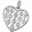 14K White Gold Designer Style Diamond Almond Heart Pendant