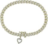10k Yellow Gold 1 Carat Diamond Heart Charm Tennis Bracelet, 7