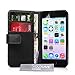 Yousave Accessories PU Leather Wallet Cover Case for iPhone 5S / 5 (Black Wallet)