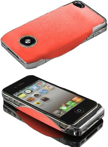 i-BRID Power Case with Rechargeable Battery for iPHONE 4 &amp; 4S (ORNGE, PU Italian leather with SILVER trim)