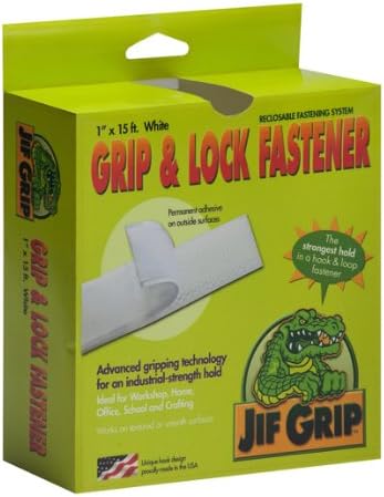 Jifram Jif Grip 14000074 1-Inch by 15-Feet Hook and Loop Fastener with Permanent Adhesive Back, White