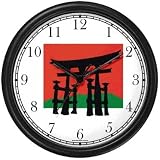 Japanese Shinto Temple Gate Wall Clock by WatchBuddy Timepieces (Black Frame)