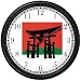 Japanese Shinto Temple Gate Wall Clock by WatchBuddy Timepieces (Black Frame)