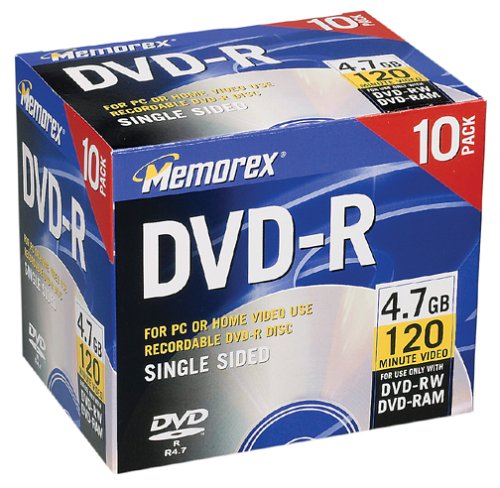 Electronics: Memorex 4.7GB 4x DVD R Media  10 Pack 
