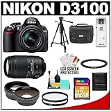 Nikon D3100 Digital SLR Camera & 18-55mm G VR DX AF-S Zoom Lens with 55-300 ....