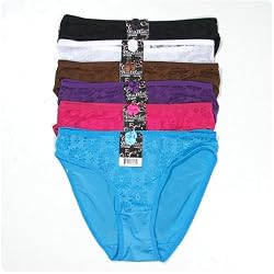 Women's 12-pack Bikini Panties with Daisy Floral Lace Front