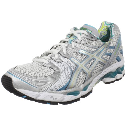ASICS Women's GEL-Kayano 17 Running Shoe,White/Silver/Turquoise,7 M US