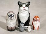 Black & White Cat Russian Nesting Doll 5pc./5