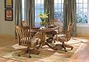 5pcs Traditional Brown Oval Dining Table & 4 Swivel Chairs Set