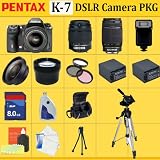 Pentax K7 14.6 Megapixel Digital SLR Camera Body Kit, with Shake Reduction and 720p Hd Video with Da 18-55mm F/3.5-5.6 Al Weather Resistant Lens + Pentax Smcp-da 55-300mm F/4-5.8 Ed Autofocus Lens + Huge Accessories Package Including Wide Angle Macro Lens + 2x Telephoto + 3 Pc Filter KIT + 8gb Sdhc Memory Card + 2x Extended Life Batteries + Carrying Case + Tripod & Much More!!