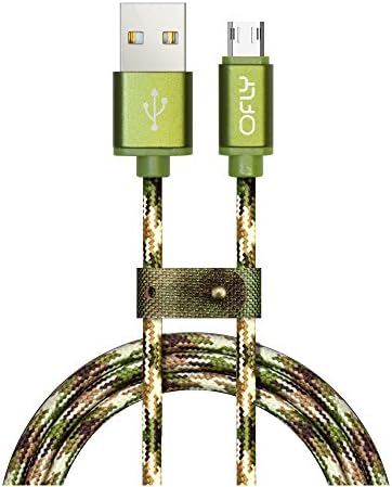 OFLY Reversible Micro USB Cable Double-Sided 3.9ft Durable Nylon Braided Charger and Data Sync Cable for Samsung Galaxy S6, S6 Edge, S5, LG G3, G4 and other Android Devices, Army Green