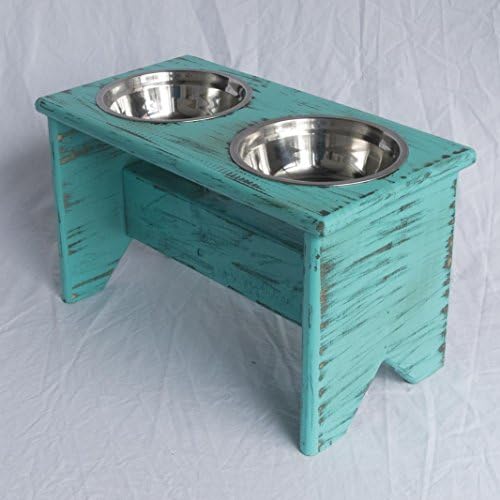 Elevated Dog Bowls Stand - Wooden - 2 Bowls - 300 mm / 12" Tall - Raised Dog Food and Water Bowls