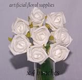 8 white foam roses perfect 4 weddings cake topper buttonholes artificial flowers