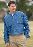 Banded Collar Denim Shirt