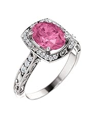 Platinum 9.00x7.00mm Oval Cut Chatham Created Pink Sapphire and Diamond Ring -- LIFETIME WARRANTY