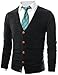 Ohoo Mens Slim Fit Ribbed V-Neck Button Down Knit Cardigan